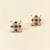 Certified natural freshwater pearls jewellery floral stud earrings with pearl, ruby & emerald stones gold-toned setting.