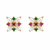Certified natural freshwater pearls jewellery floral stud earrings with pearl, ruby & emerald stones gold-toned setting.