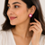 Certified natural freshwater pearls jewellery pearl & ruby stone floral stud earrings for women gold-toned setting.
