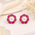 Certified natural freshwater pearls jewellery pearl & ruby stone floral stud earrings for women gold-toned setting.