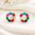 Certified natural freshwater pearls jewellery pearl centre multicolour stone stud earrings for women gold-tone setting.