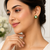 Certified natural freshwater pearls jewellery pearl& green stone floral stud earrings with gold tone setting flower halo