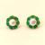 Certified natural freshwater pearls jewellery pearl& green stone floral stud earrings with gold tone setting flower halo