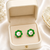 Certified natural freshwater pearls jewellery pearl& green stone floral stud earrings with gold tone setting flower halo