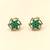 Certified natural freshwater pearls jewellery green stone floral cluster stud earrings with gold-tone frame flower.