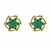 Certified natural freshwater pearls jewellery green stone floral cluster stud earrings with gold-tone frame flower.