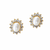 Certified natural freshwater pearls jewellery .oval pearl stud earrings with crystal halo, gold tone cz crystal surround