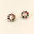 Certified natural freshwater pearls jewellery pearl centre multicolour stone floral stud earrings gold-tone setting.