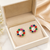 Certified natural freshwater pearls jewellery pearl centre multicolour stone floral stud earrings gold-tone setting.
