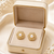 Certified natural freshwater pearls jewellery pearl centre flower stud earrings with cz stones, gold tone floral design.