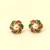 Certified natural freshwater pearls jewellery floral pearl centre stud earrings with ruby & emerald zirconia gold-tone