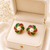 Certified natural freshwater pearls jewellery floral pearl centre stud earrings with ruby & emerald zirconia gold-tone