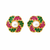 Certified natural freshwater pearls jewellery floral pearl centre stud earrings with ruby & emerald zirconia gold-tone