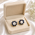 Certified natural freshwater pearls jewellery pearl and blue sapphire floral stud earrings in gold tone flower cluster