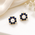 Certified natural freshwater pearls jewellery pearl and blue sapphire floral stud earrings in gold tone flower cluster