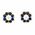 Certified natural freshwater pearls jewellery pearl and blue sapphire floral stud earrings in gold tone flower cluster