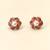 Certified natural freshwater pearls jewellery pearl centre ruby zirconia flower stud earrings, gold tone floral design.