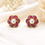 Certified natural freshwater pearls jewellery pearl centre ruby zirconia flower stud earrings, gold tone floral design.