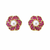 Certified natural freshwater pearls jewellery pearl centre ruby zirconia flower stud earrings, gold tone floral design.