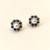 Certified natural freshwater pearls jewellery pearl & blue sapphire floral stud earrings, gold-toned flower design