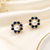 Certified natural freshwater pearls jewellery pearl & blue sapphire floral stud earrings, gold-toned flower design