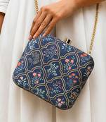 Pink floral printed clutch bag for women
