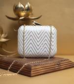 White sequins zigzag embroidery clutch