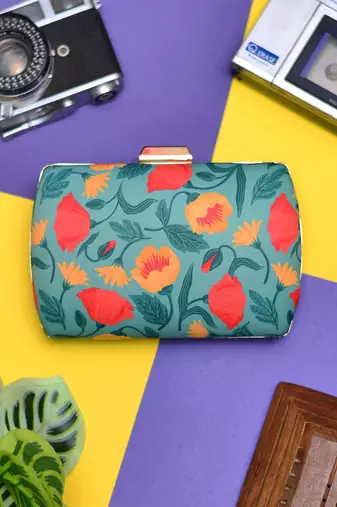 Floral bloom printed clutch for women