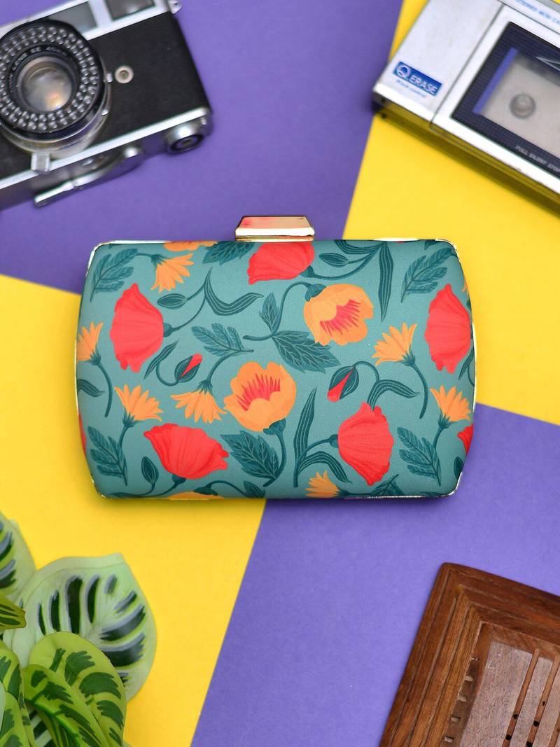 Floral bloom printed clutch for women