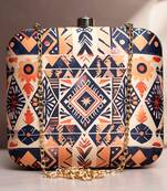 Geometrical pattern printed clutch bag for women