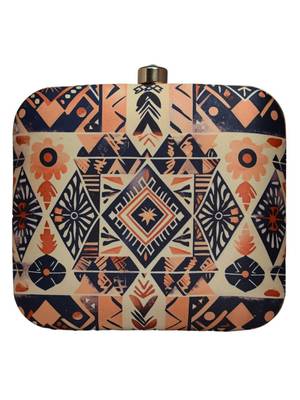 Geometrical pattern printed clutch bag for women 2
