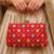 Red based sequins and threadwork embroidery clutch