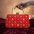 Red based sequins and threadwork embroidery clutch