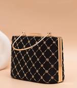 Regal black bloom clutch bag for women