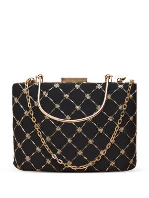 Regal black bloom clutch bag for women 2