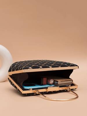 Regal black bloom clutch bag for women 4