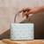 Sky blue floral and check embroidery clutch