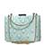 Sky blue floral and check embroidery clutch