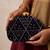 Black geometric embroidered clutch bag for women