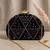 Black geometric embroidered clutch bag for women