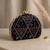 Black geometric embroidered clutch bag for women