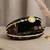 Black geometric embroidered clutch bag for women