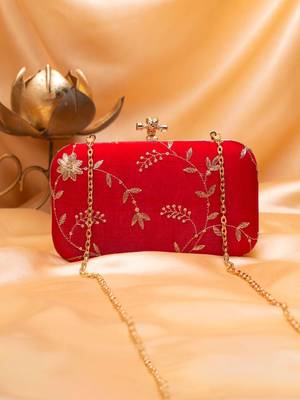 Royal red blossom clutch bag for women 1