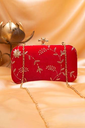 Royal red blossom clutch bag for women