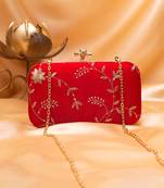Royal red blossom clutch bag for women