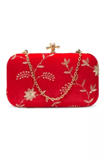 Royal red blossom clutch bag for women