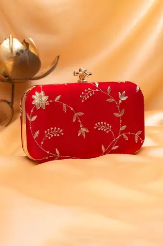 Royal red blossom clutch bag for women