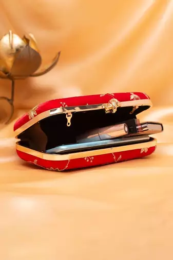 Royal red blossom clutch bag for women