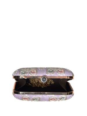 Lavender floral thread embroidery clutch 4