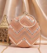 Light peach based sequins embroidery clutch